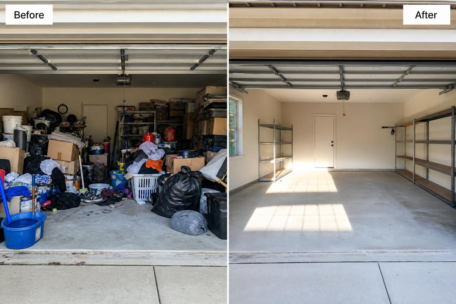 Before and after of a Las Vegas garage cleanup