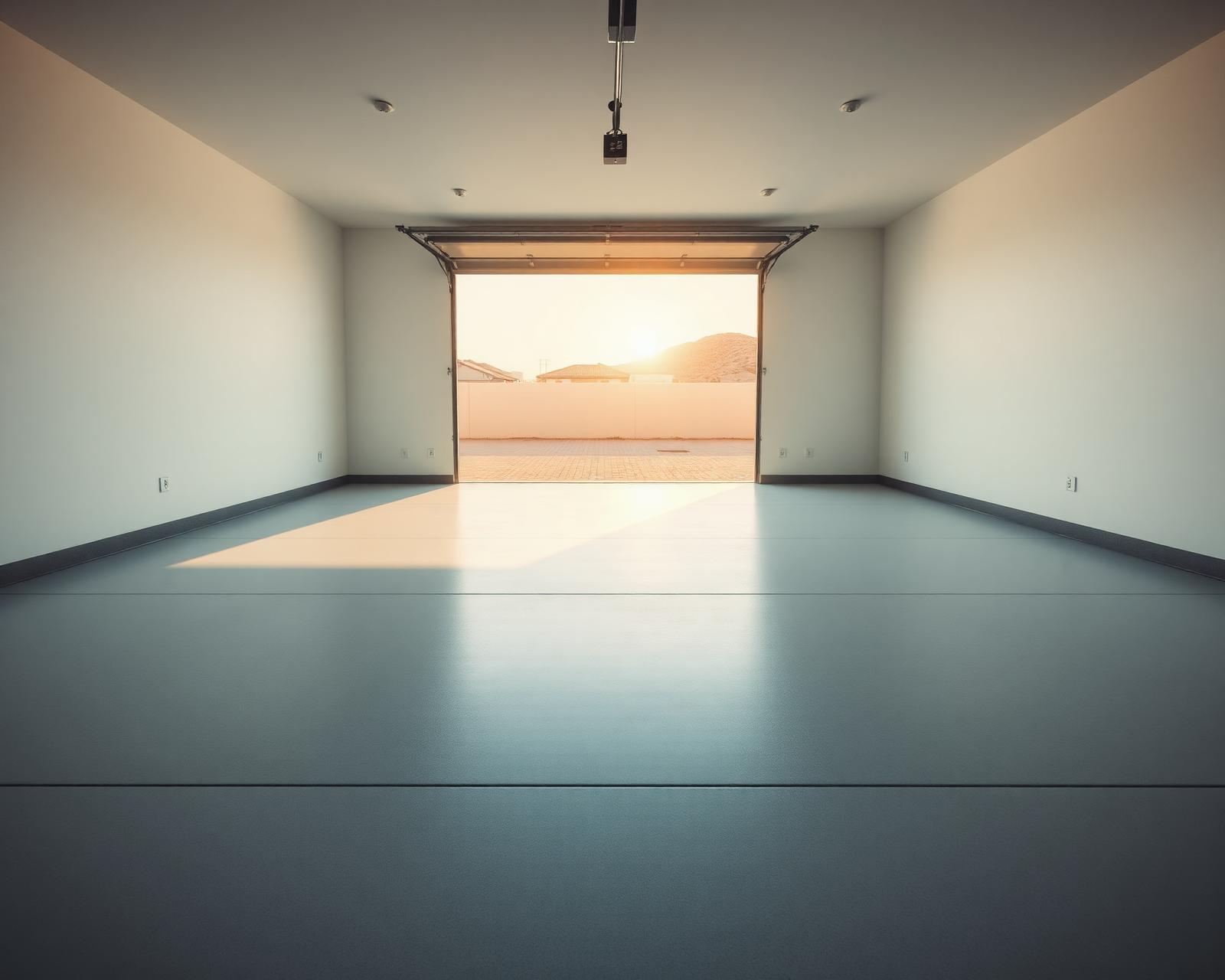 Spotless empty Las Vegas garage with polished epoxy floor